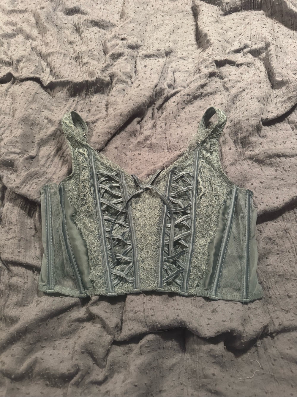 Victoria's Secret Sage Green Lace Corset Bralette